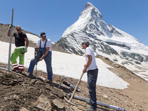 Montage an schwer zugänglicher Gebirgsbaustellen Matterhorn